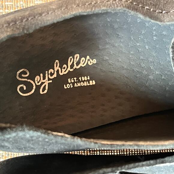 Seychelles Skein Loafer Shoes Women 9.5 Black Nubuck Leather Slip On Modern Boho - Picture 13 of 14